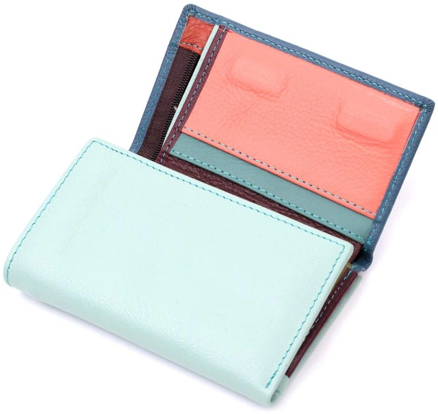Женский кошелек ST Leather из натуральной кожи разноцветный средний тройного сложения с монетницей на магните 55872 - изображение 3