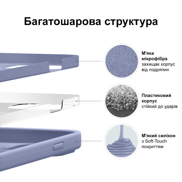 Чохол із захистом камери Kassel Silicone Camera Protective для iPhone 13 Pro (46) сірий Lavender Gray - зображення 3