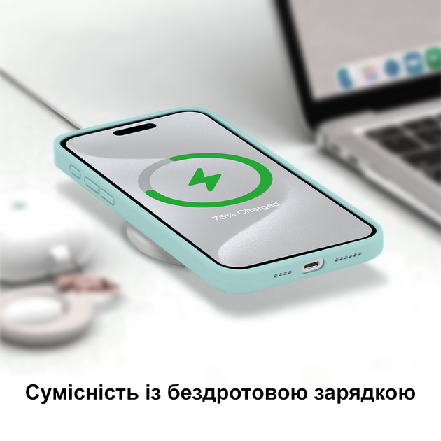 Чехол Kassel Silicone Full Case Protective для iPhone 15 с микрофиброй голобуй Turquoise - изображение 8