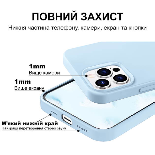 Чохол Kassel Silicone Full Case Protective для iPhone 14 Pro Max з мікрофіброю синій Seafoam - Фото 4 Чохол Kassel Silicone Full Case Protective для iPhone 14 Pro Max з мікрофіброю синій Seafoam - зображення 4