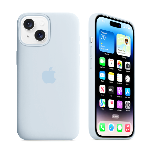 Чохол Kassel Silicone Full Case Protective для iPhone 15 з мікрофіброю блакитний Mist Blue - Фото 1 Чохол Kassel Silicone Full Case Protective для iPhone 15 з мікрофіброю блакитний Mist Blue - зображення 1
