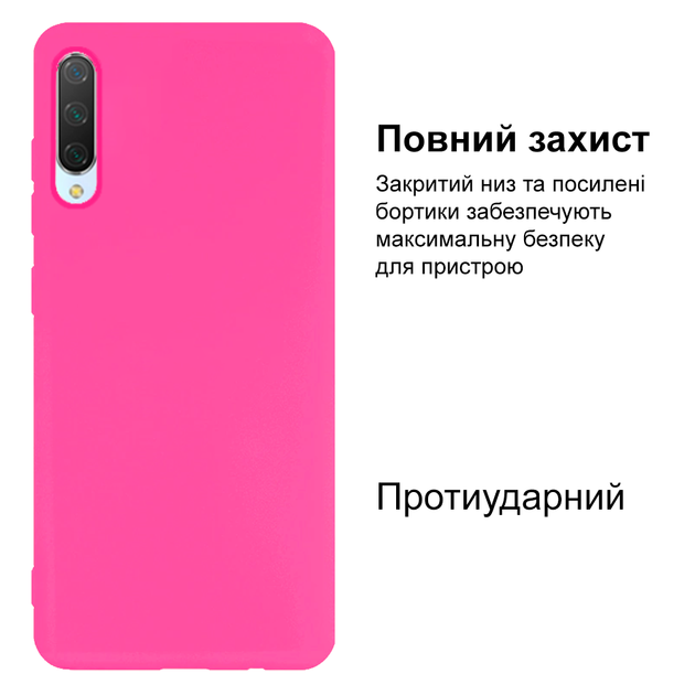 Чохол Silicone case Camera Protective для Xiaomi Mi 9 Lite (21) яскраво-рожевий Shiny Pink - зображення 2