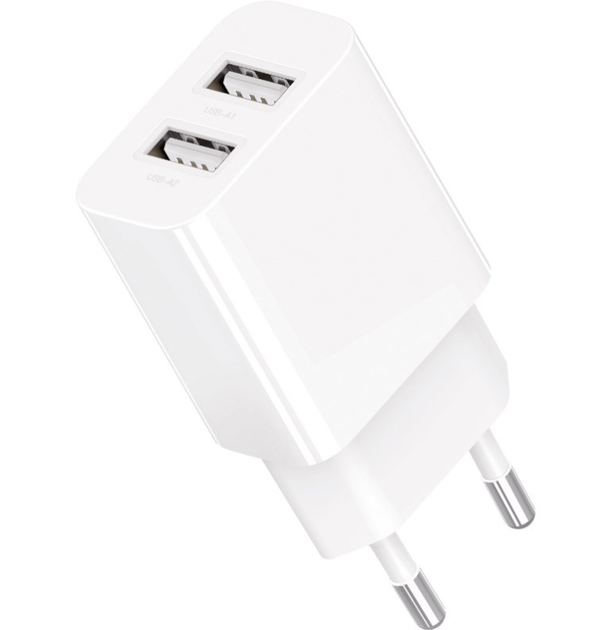 Сетевое зарядное устройство Gelius Simple GP-HC059 2USB/2.4A + кабель Type-C White - Фото 2 Сетевое зарядное устройство Gelius Simple GP-HC059 2USB/2.4A + кабель Type-C White - изображение 2