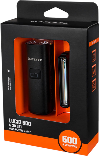 Zestaw lampek rowerowych Attabo LUCID 600 & 30 (5904823001891) - obraz 8