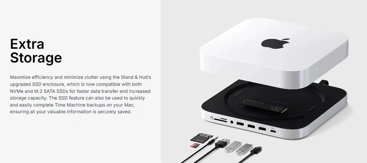 Док-станция Satechi Stand & Hub for Mac Mini M1-M2, Mac Studio M1
