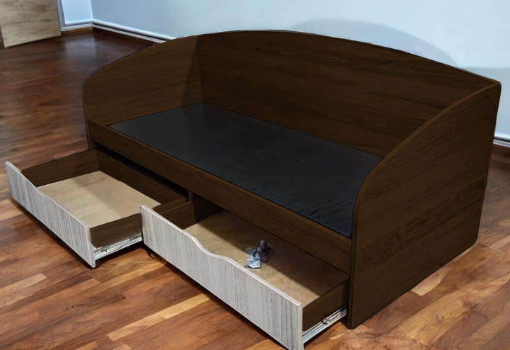 Ліжко односпальне Tobi Sho COMFORT з шухлядами для дитячої кімнати, 800х1900 мм Венге темний/Дуб молочний - зображення 5