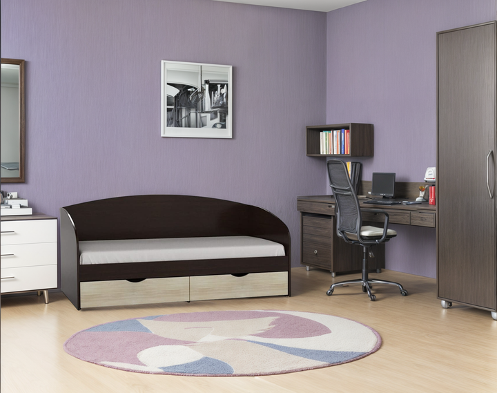Ліжко односпальне Tobi Sho COMFORT з шухлядами для дитячої кімнати, 800х1900 мм Венге темний/Дуб молочний - зображення 6