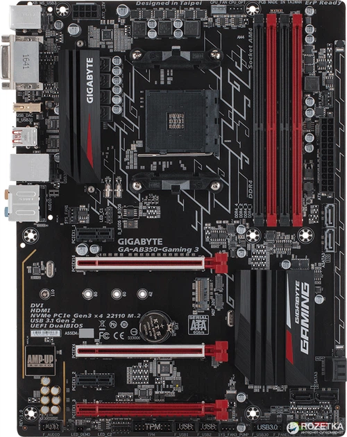 Материнская плата Gigabyte GA-AB350-Gaming 3 (sAM4, AMD B350, PCI