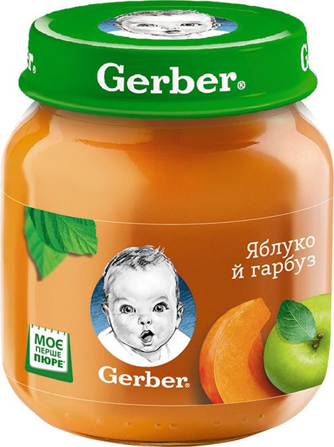 Плодово-овочеве пюре Gerber Яблуко і гарбуз з 6 місяців 130 г (5900452078785) - зображення 1