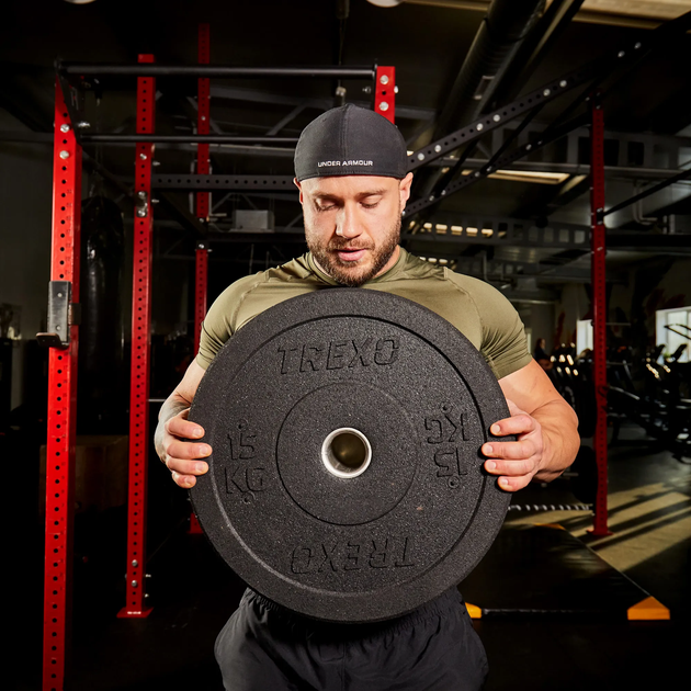 Диск олімпійський Trexo TRX-BMP015 15 кг Black (5904823009934) - зображення 6