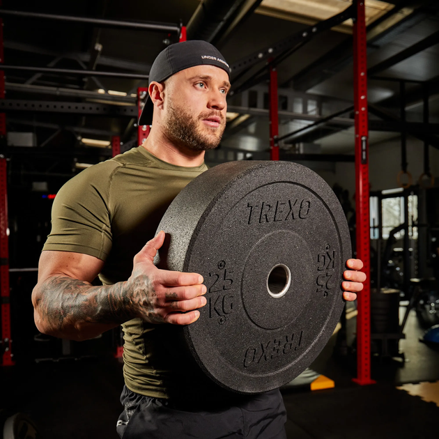 Диск олімпійський Trexo TRX-BMP025 25 кг Black (5904823009750) - зображення 4