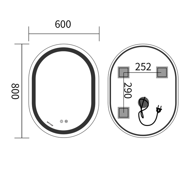 Дзеркало Mixxus Premium Ellipse MV05-80x60-Reverse MP6642 - зображення 7