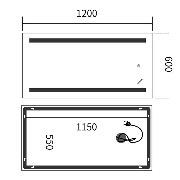 Дзеркало Mixxus Premium LINES MR17-120x60-REVERSE (LED Touch, Anti-fog, димер) (MP6626) - зображення 8