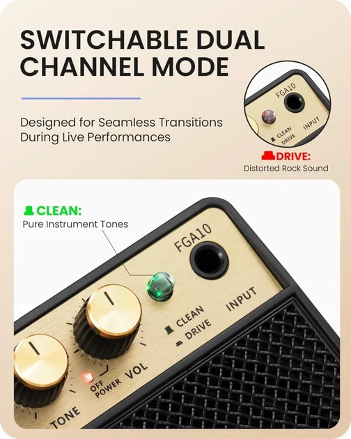 Комбоусилитель для электрогитары Fesley FGA10, Bluetooth,10 ватт - изображение 7