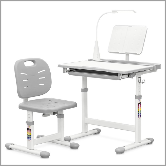 Комплект Evo-kids (стілець+стіл+полиця+лампа) Evo-17 G Ergo (арт. Evo-17 G Ergo) Сірий - изображение 1