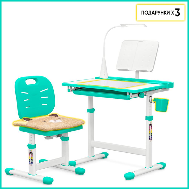 Комплект Evo-kids (стілець+стіл+полиця+лампа) Evo-17 Z Ergo (арт. Evo-17 Z Ergo) зелений - изображение 5