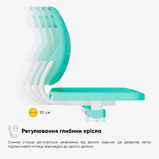 Комплект Evo-kids (стілець+стіл+полиця+лампа) Evo-17 Z Ergo (арт. Evo-17 Z Ergo) зелений - изображение 6