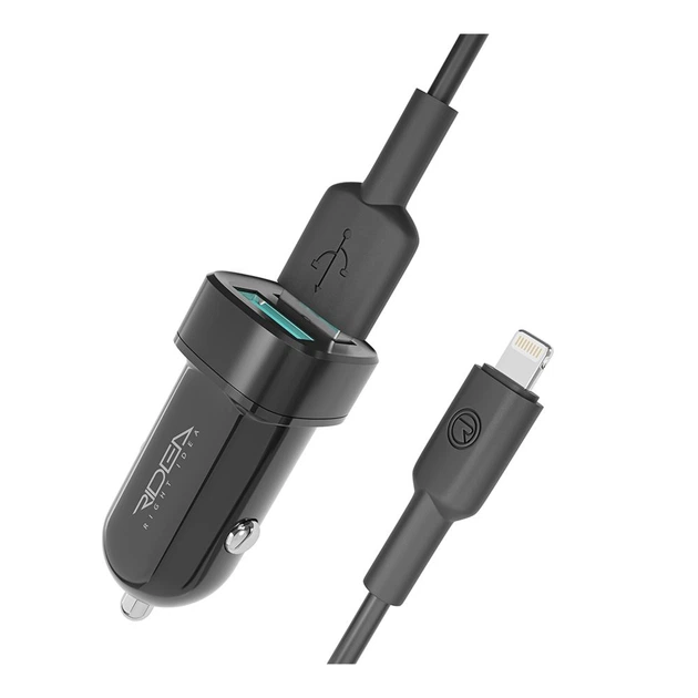 АЗУ Ridea RCC-21312 Grand мощностью 12W с разъемами USB и Lightning, выходной ток 2.4A Black - Фото 14 АЗУ Ridea RCC-21312 Grand мощностью 12W с разъемами USB и Lightning, выходной ток 2.4A Black - изображение 14