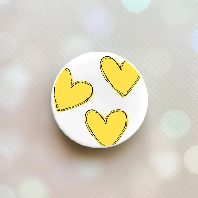 Держатель для смартфона / планшета попсокет Popsocket Белый :: Сердечки желтые (принт 259) - Фото 1 Держатель для смартфона / планшета попсокет Popsocket Белый :: Сердечки желтые (принт 259) - изображение 1