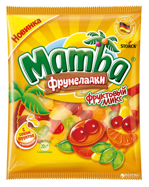 Упаковка жевательных конфет Mamba Фруктовый Микс 72 г х 24 шт ...