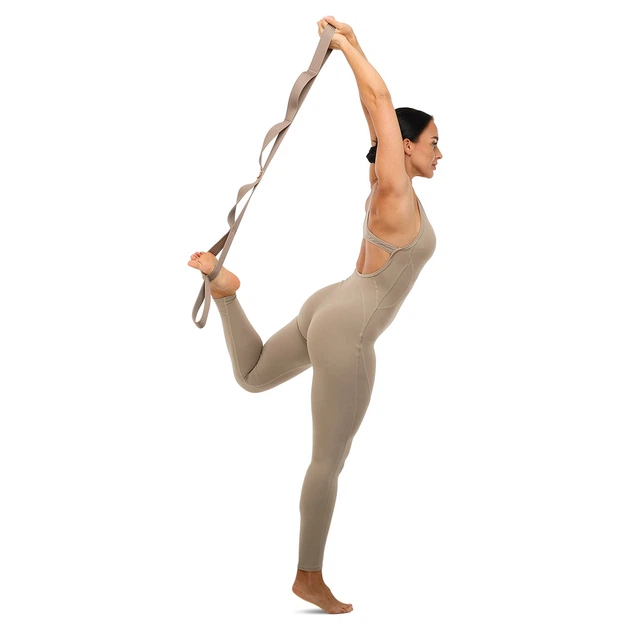 Лента эспандер стропа с 6 петлями для растяжки 110 см BLOOM STRETCH STRAP коричневый LB7087 - изображение 3