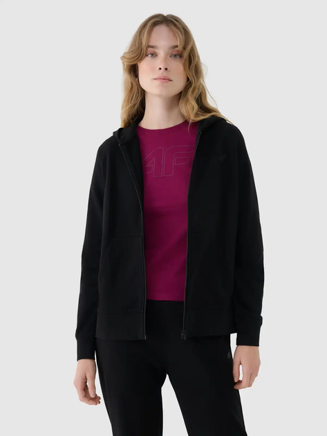 Bluza damska rozpinana streetwear z kapturem 4F 4FWMM00TSWSF1763-20S XS Czarna (5905700346265) - obraz 5