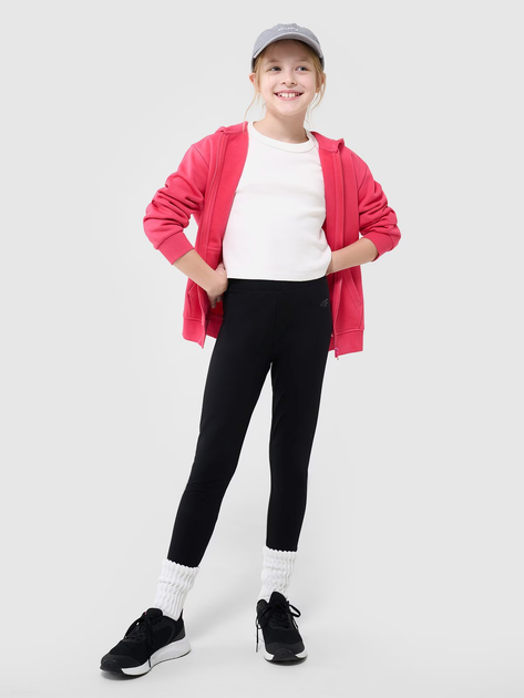 Legginsy dziecięce dla dziewczynki sportowe 4F 4FJWMM00TTIGF220-20S 128 cm Czarne (5905700426318) - obraz 3