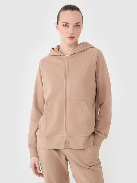 Bluza damska rozpinana streetwear z kapturem 4F 4FWSS25TSWSF1620-83S L Beżowa (5905700408291) - obraz 1