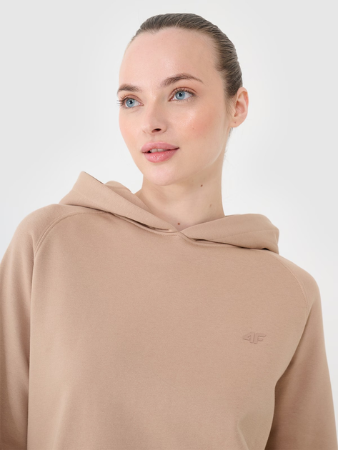 Худі тепле жіноче 4F 4FWSS25TSWSF1542-83S XL Бежеве (5905700408024) - зображення 5