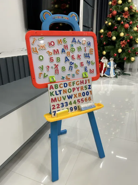 Мольберт двухсторонний обучающий Маленький школьник магнитный ( PL-0703 URE) - изображение 2