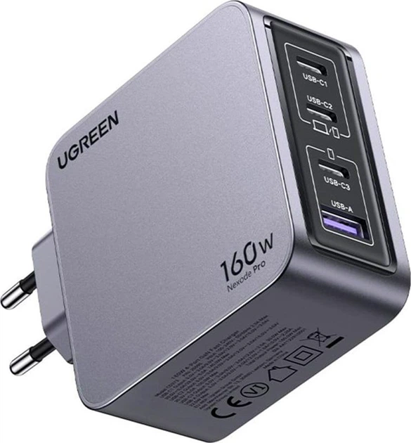 Ładowarka sieciowa Ugreen Nexode Pro 160W GaN Fast Charger Grey (UGR-25877) - obraz 2