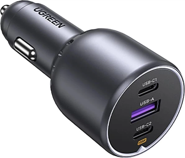 Samochodowa ładowarka Ugreen EC705 2xUSB-C 1xUSB-A 130W QC3.0 Black (6941876230259) - obraz 2
