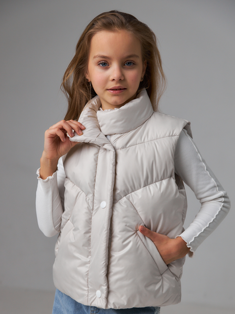 Детский стеганый дутый жилет для девочки Tair Casual ЖК 593 122 см Молочный (2100031860289) 