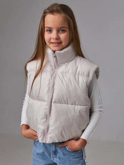 Подростковый стеганый дутый жилет для девочки Tair Casual ЖК 596 164 см Серый (2100032070144) 