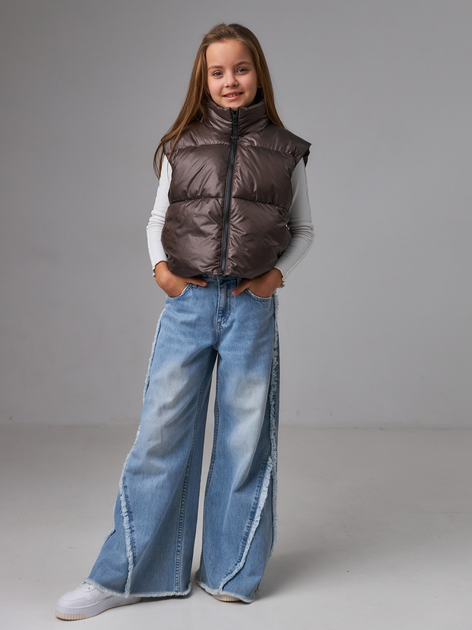 Подростковый стеганый дутый жилет для девочки Tair Casual ЖК 596 146 см Шоколад (2100032040390) 