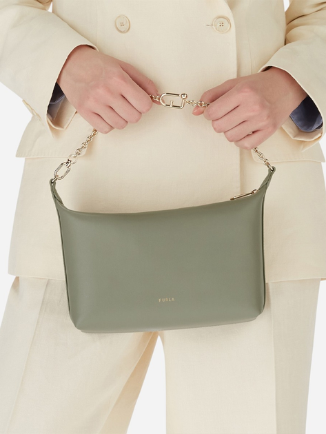 Сумка крос-боді через плече жіноча з натуральної шкіри маленька Furla WE00662BX3104AG7001007 Зелена (800070334443) - зображення 2