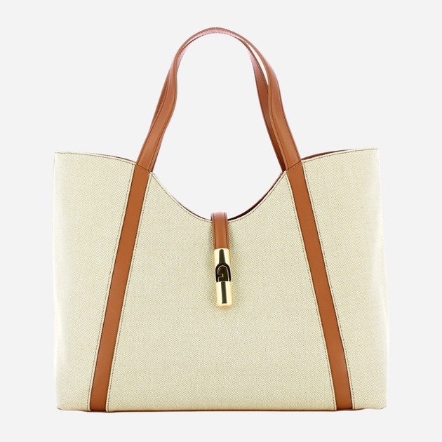 Torba shopper damska materiałowa Furla WB01729BX35423331S1007 Mleczny/Brązowy (800070334447) - obraz 1