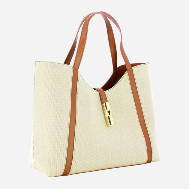 Torba shopper damska materiałowa Furla WB01729BX35423331S1007 Mleczny/Brązowy (800070334447) - obraz 3