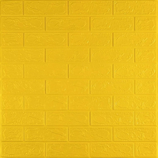 Самоклеющаяся декоративная 3Д панель имитация кирпича 700x770x3мм Желтый - изображение 1