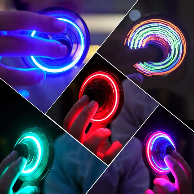 Спіннер літаючий із зарядкою від USB та LED підсвічуванням, FLY, Синій (L) - зображення 5
