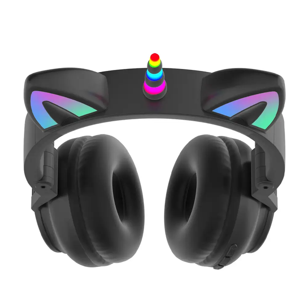 Навушники бездротові Bluetooth з вушками "Єдиноріг", Чорні / З LED підсвіткою CTH-27B (L) - изображение 6