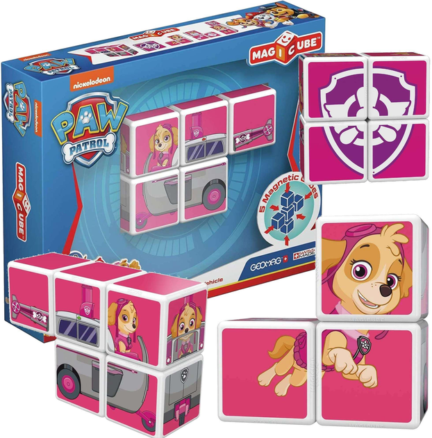 Klocki magnetyczne Geomag Paw Patrol Magicube Skye 5 szt (871772000815) - obraz 2