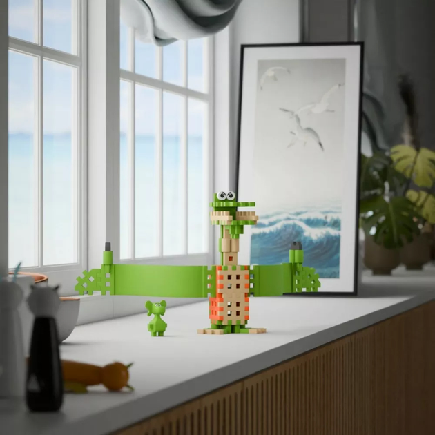 Klocki konstrukcyjne Marioinex Mini Waffle Smok Diplodok i Pterodaktyl 60 szt (5903033906163) - obraz 5