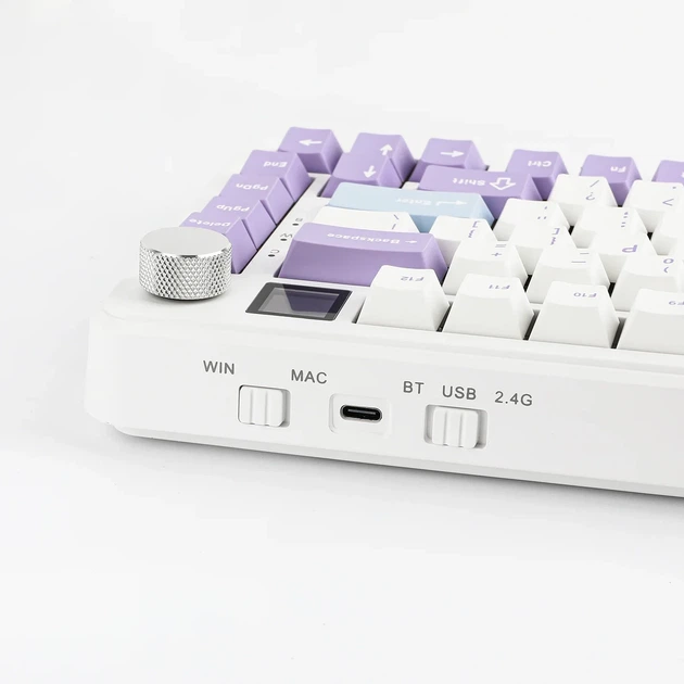 Ігрова механічна клавіатура AJAZZ AK820 MAX: Hot-Swap, Gasket Mount, RGB, 3 режими для геймерів Магнітна White-Purple - зображення 4