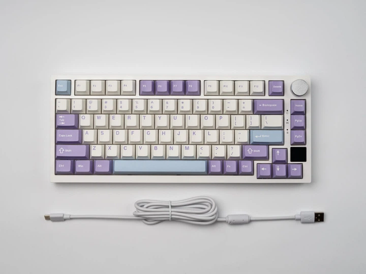 Механічна ігрова клавіатура AJAZZ AK820 RGB Pro для геймерів: Hot-Swap, Gasket Mount, 81 клавіша, PBT кейкапи провідна White-Purple - Фото 2 Механічна ігрова клавіатура AJAZZ AK820 RGB Pro для геймерів: Hot-Swap, Gasket Mount, 81 клавіша, PBT кейкапи провідна White-Purple - зображення 2