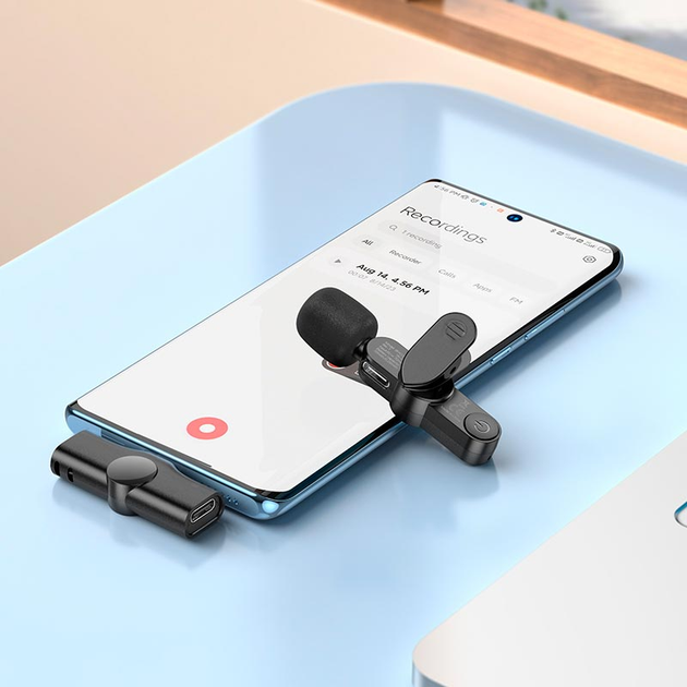 Бездротова мікрофонна система BOROFONE BFK12 Trophy lavalier (iPhone/Type-C) - Фото 7 Бездротова мікрофонна система BOROFONE BFK12 Trophy lavalier (iPhone/Type-C) - зображення 7