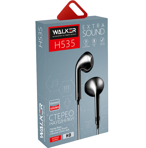 Навушники WALKER H535 з мікрофоном чорний - Фото 2 Навушники WALKER H535 з мікрофоном чорний - изображение 2