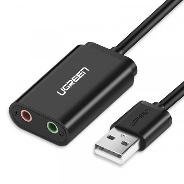 Звуковая карта Ugreen US205 USB AUX Jack TRRS Mic/EarALC4042 15cm Black (30724) - изображение 2