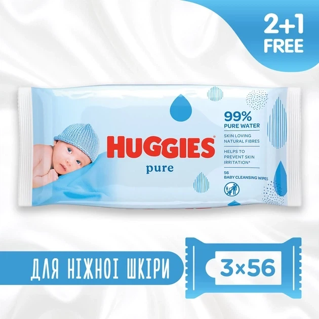 Влажные салфетки Huggies Pure 56 шт - изображение 2
