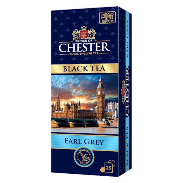 Чорний чай Chester Earl Grey в пакетах 25шт по 2г - Фото 1 Чорний чай Chester Earl Grey в пакетах 25шт по 2г - изображение 1